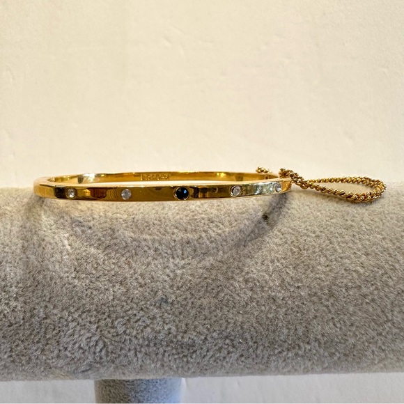 LDADPR Bracelet- Bangle w/ hinged open gold tone w/ clear & black rhinestones - Picture 3 of 15